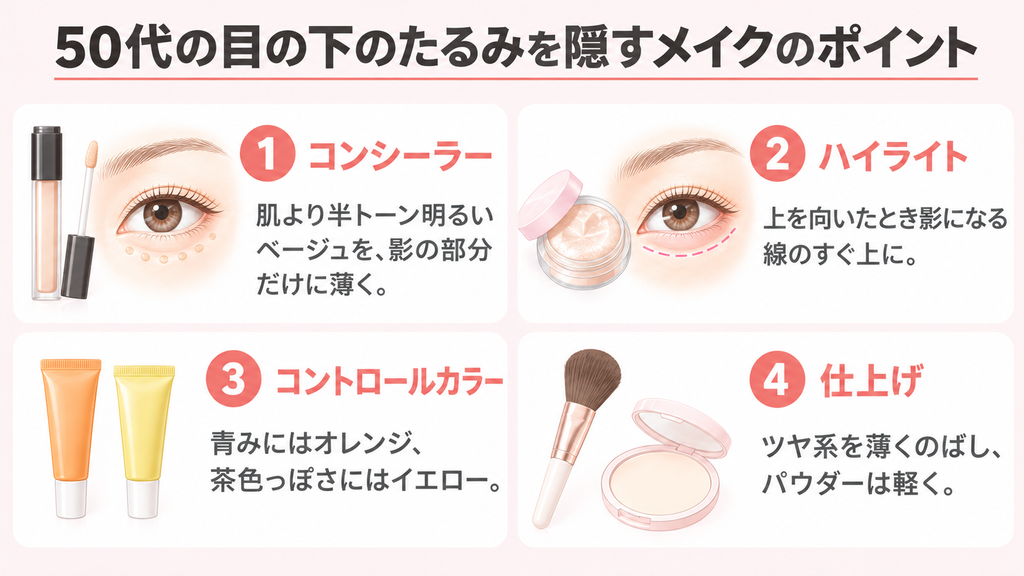 50代の目の下のたるみを隠すメイクのポイント