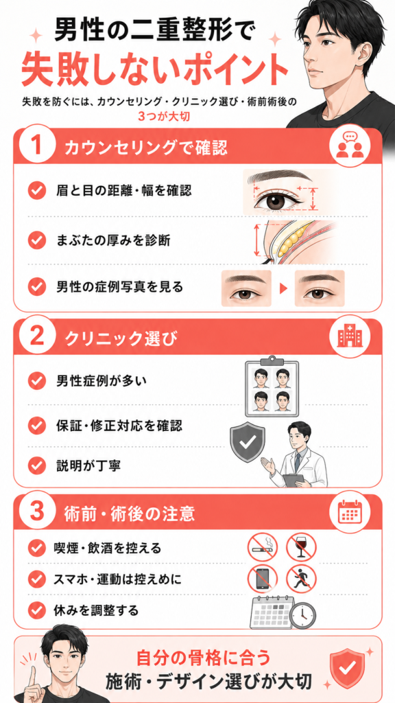 男性の二重整形で失敗しないポイント　画像