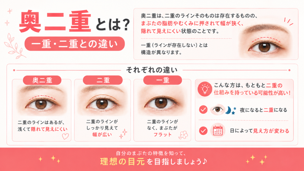 奥二重とは？一重・二重との違い　画像
